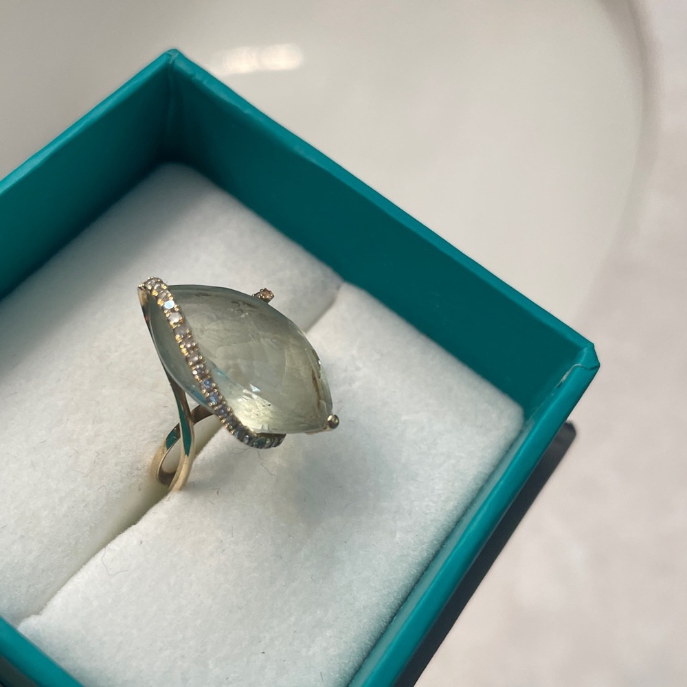 Effy Gold Ring with Green Gemstone and Diamond Accents - Picture 2 of 15